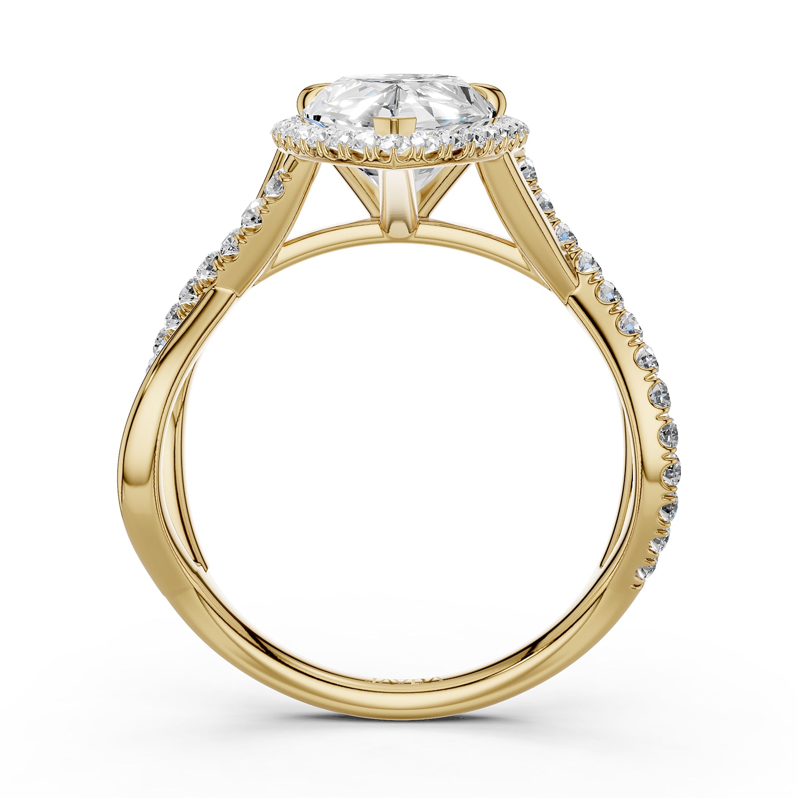 Twisted Halo XOXO Style Lab Grown Diamond Engagement Ring IGI Certified 3.70 Ctw.