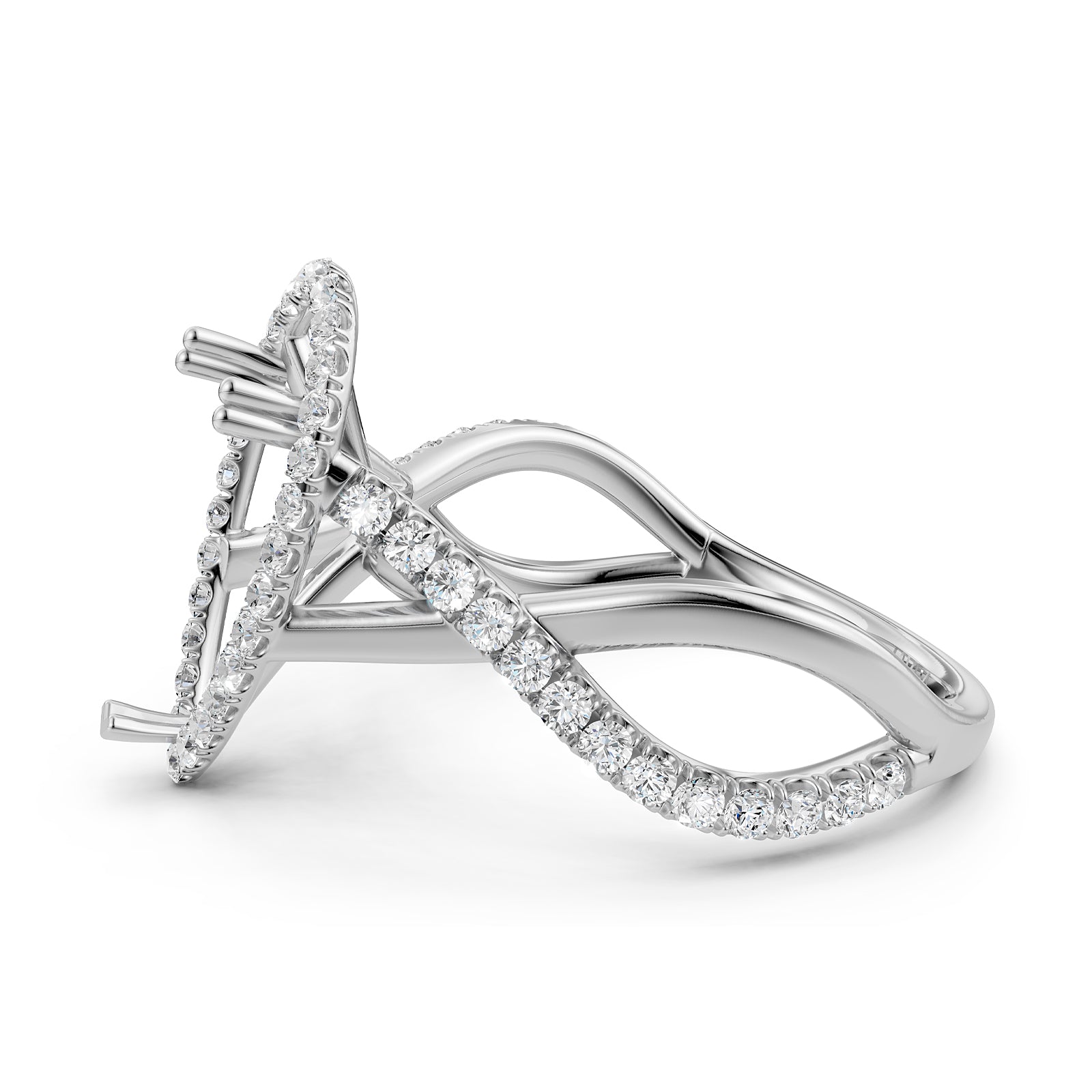 Twisted Halo XOXO Style Semi Mount Lab Grown Diamond Engagement Ring 0.70Ct.