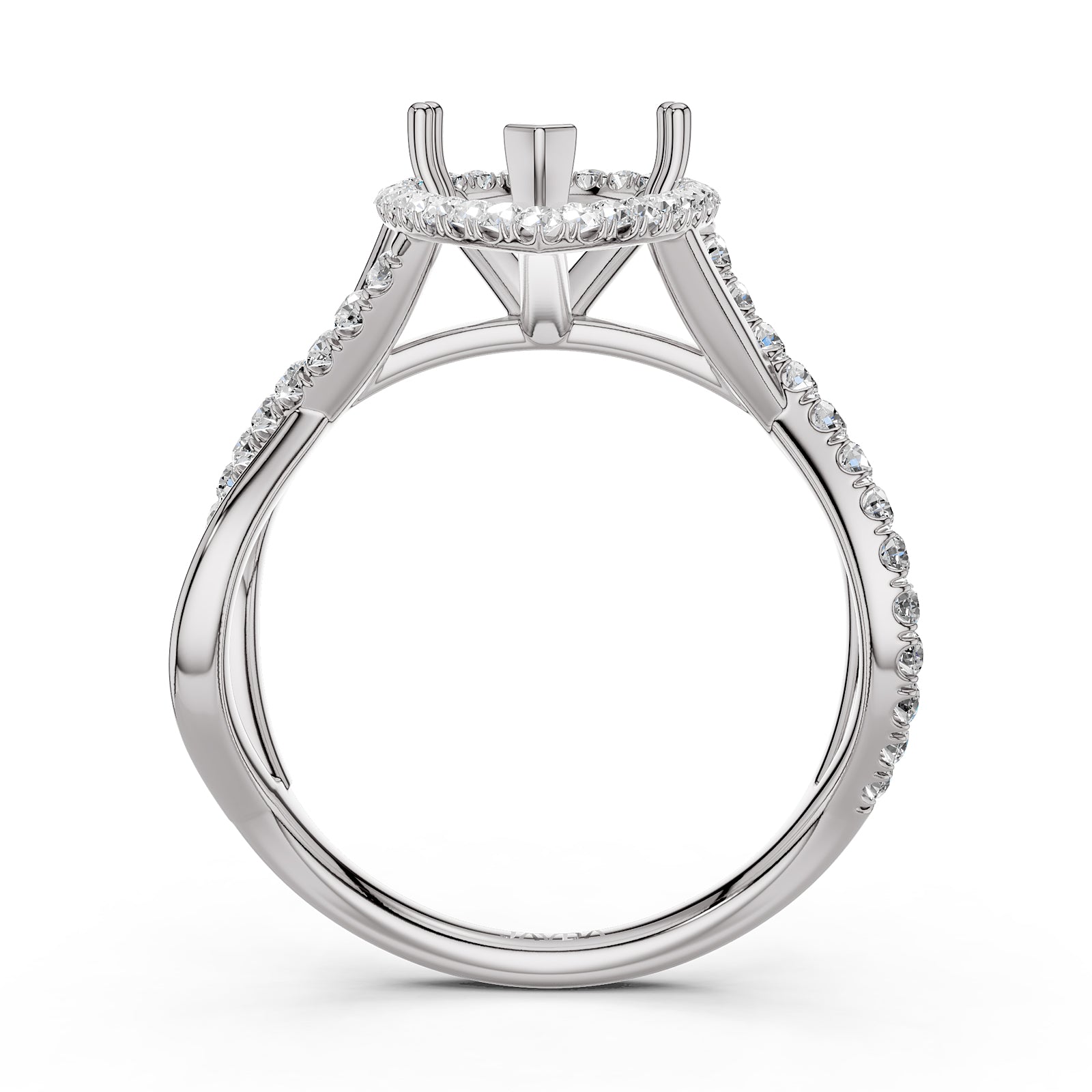 Twisted Halo XOXO Style Semi Mount Lab Grown Diamond Engagement Ring 0.70Ct.