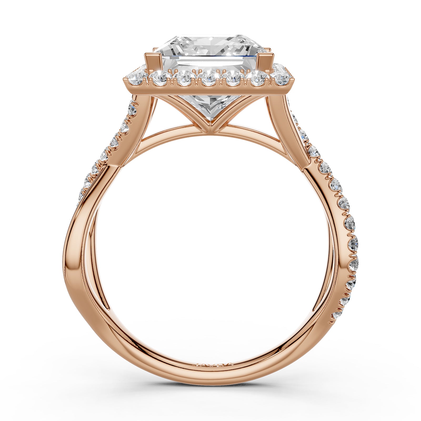 Twisted Halo XOXO Style Lab Grown Diamond Engagement Ring IGI Certified 3.70 Ctw.