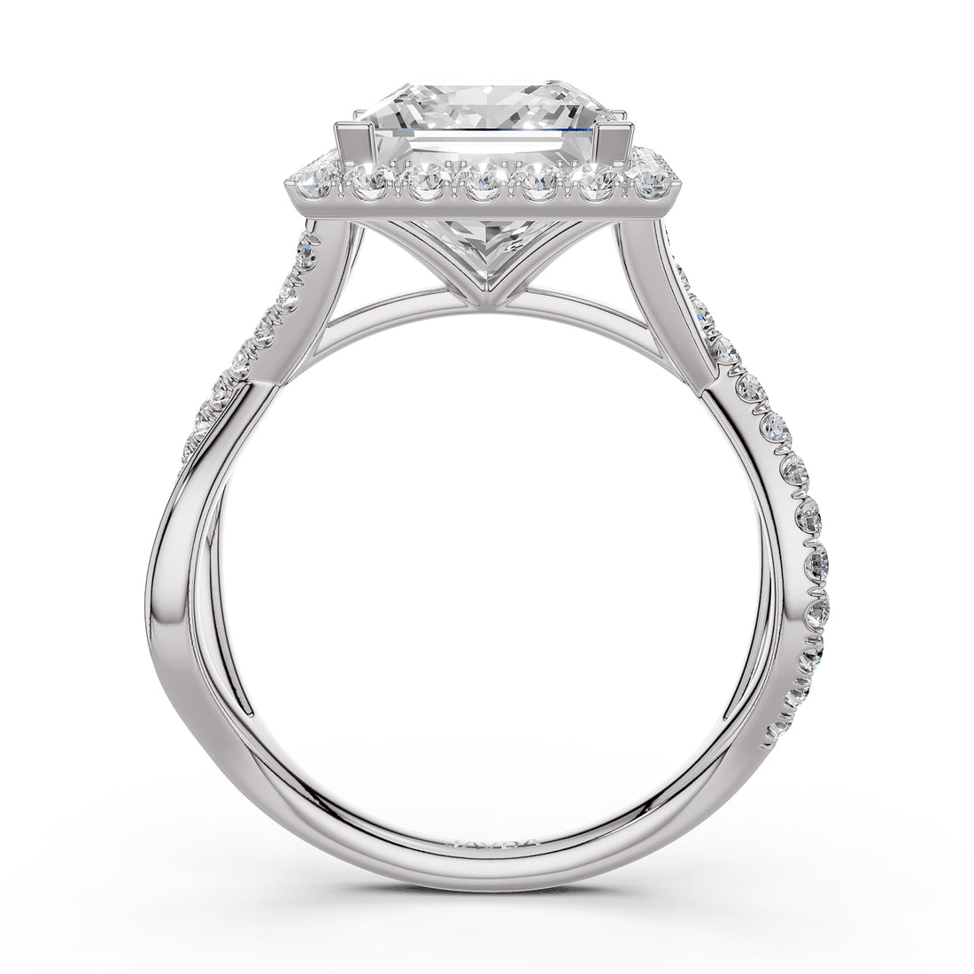 Twisted Halo XOXO Style Lab Grown Diamond Engagement Ring IGI Certified 3.70 Ctw.