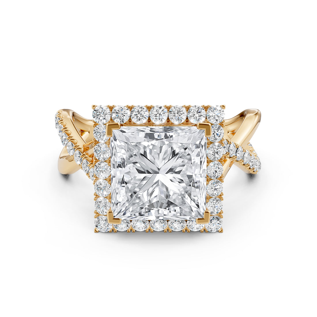 Twisted Halo XOXO Style Lab Grown Diamond Engagement Ring IGI Certified 3.70 Ctw.