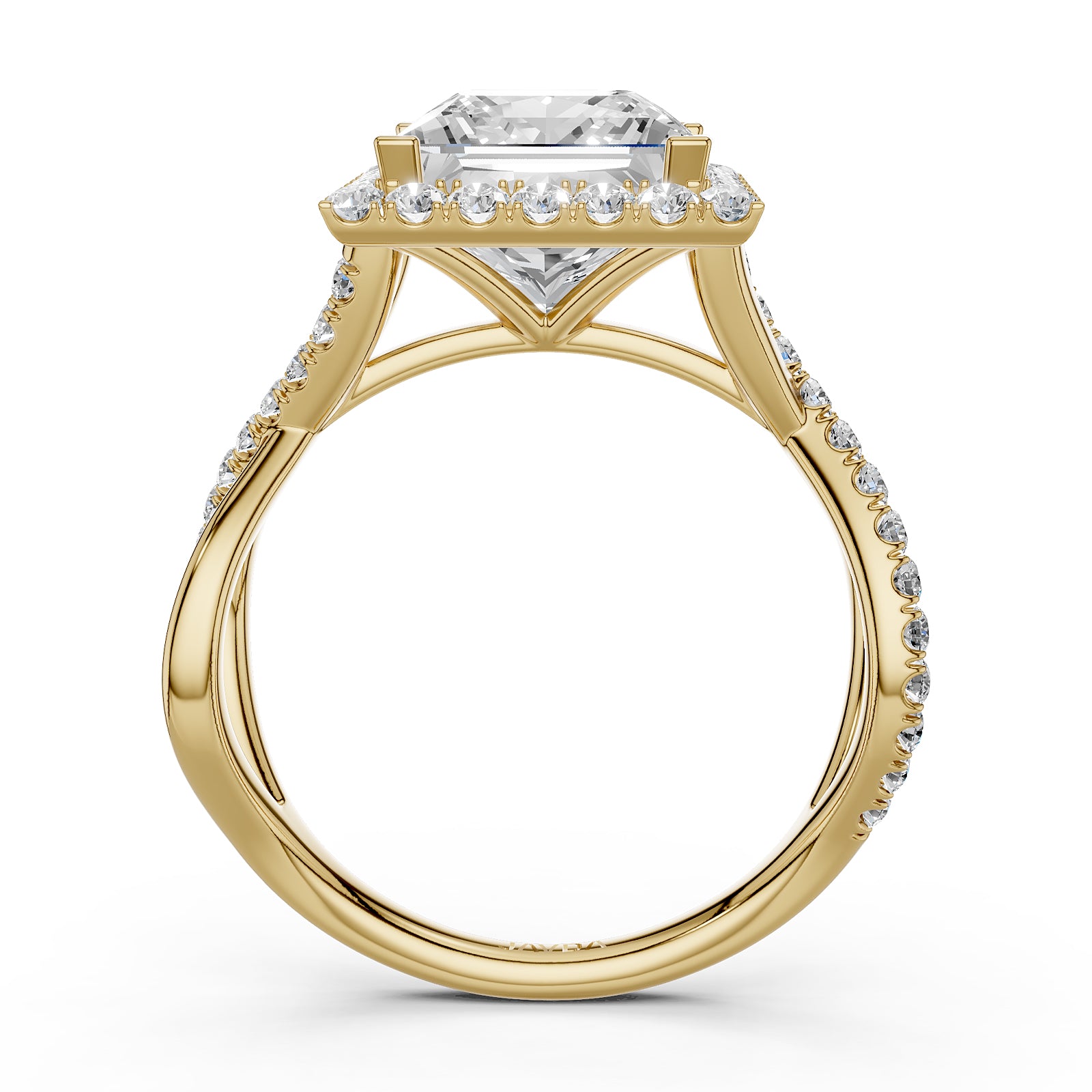 Twisted Halo XOXO Style Lab Grown Diamond Engagement Ring IGI Certified 3.70 Ctw.