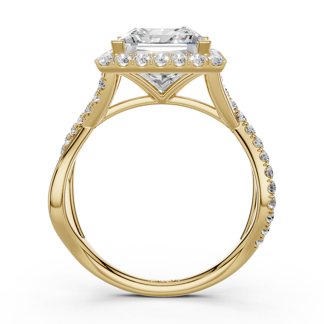Twisted Halo XOXO Style Lab Grown Diamond Engagement Ring IGI Certified 3.70 Ctw.