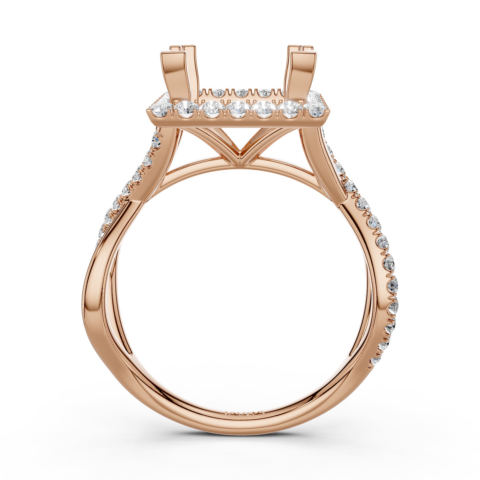 Twisted Halo XOXO Style Semi Mount Lab Grown Diamond Engagement Ring 0.70Ct.