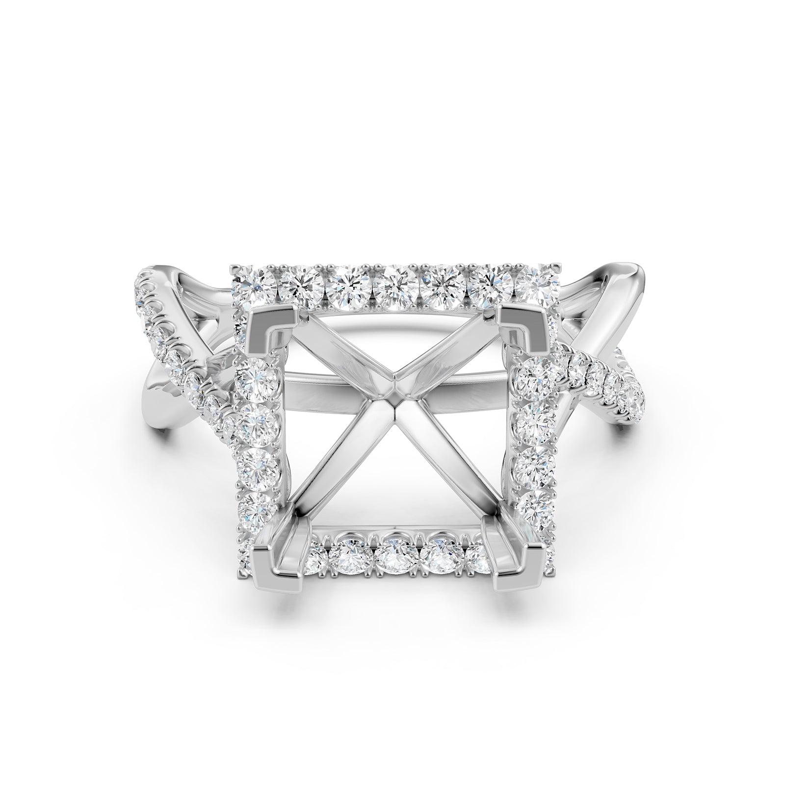 Twisted Halo XOXO Style Semi Mount Lab Grown Diamond Engagement Ring 0.70Ct.