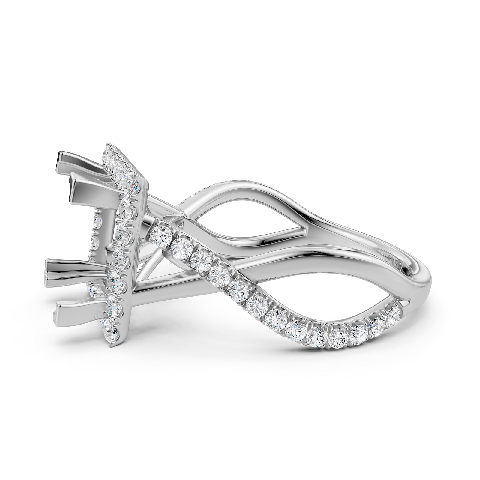 Twisted Halo XOXO Style Semi Mount Lab Grown Diamond Engagement Ring 0.70Ct.