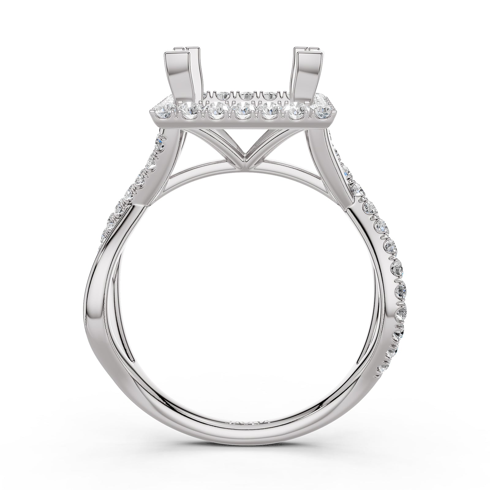 Twisted Halo XOXO Style Semi Mount Lab Grown Diamond Engagement Ring 0.70Ct.