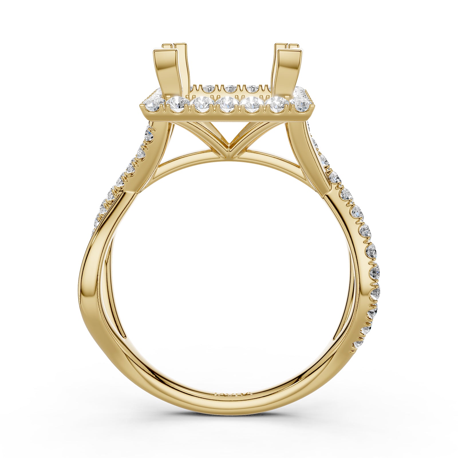 Twisted Halo XOXO Style Semi Mount Lab Grown Diamond Engagement Ring 0.70Ct.