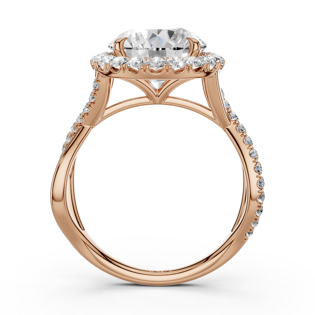 Twisted Halo XOXO Style Lab Grown Diamond Engagement Ring IGI Certified 3.70 Ctw.
