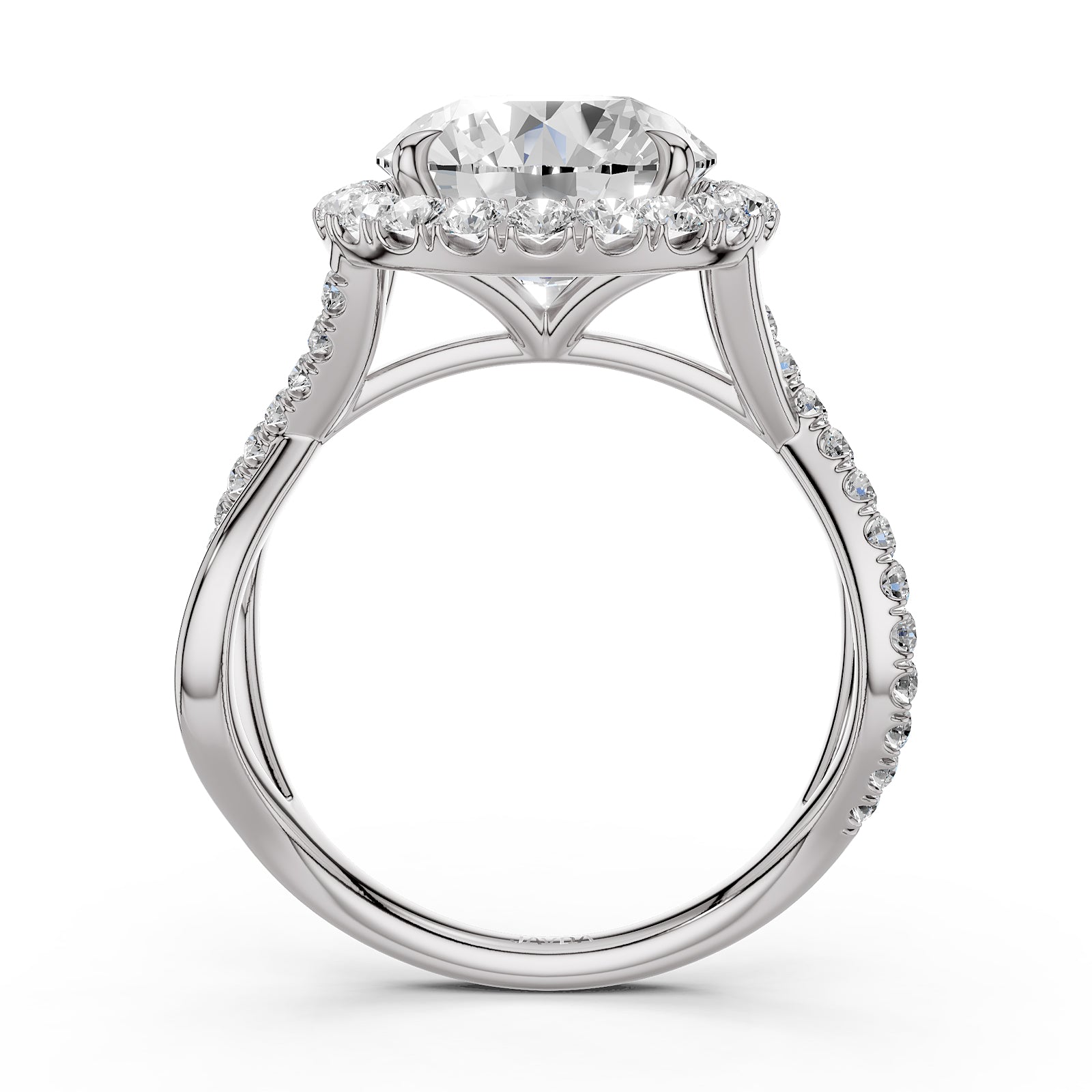 Twisted Halo XOXO Style Lab Grown Diamond Engagement Ring IGI Certified 3.70 Ctw.