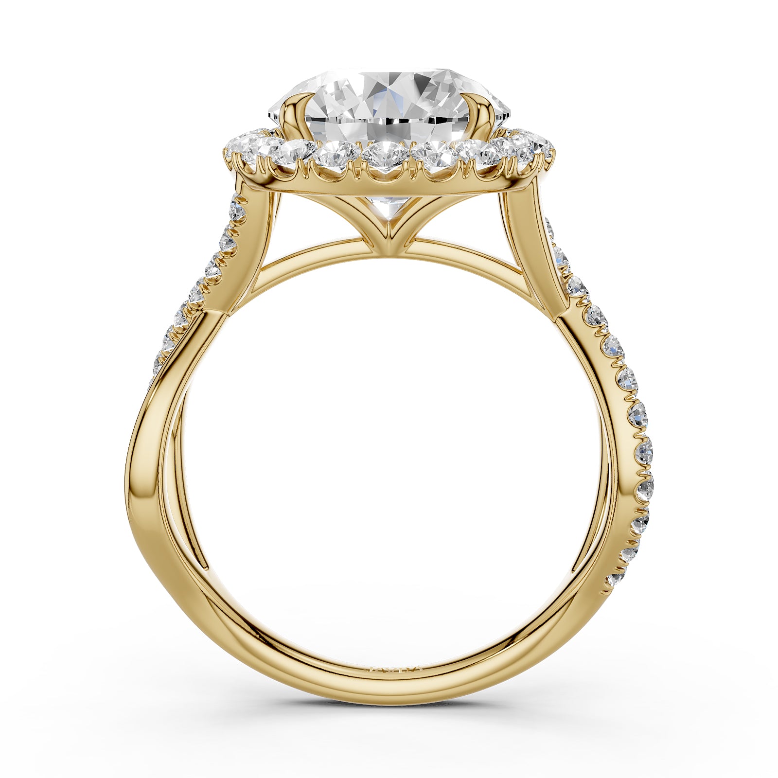 Twisted Halo XOXO Style Round Diamond Engagement Ring in 14k White Gold