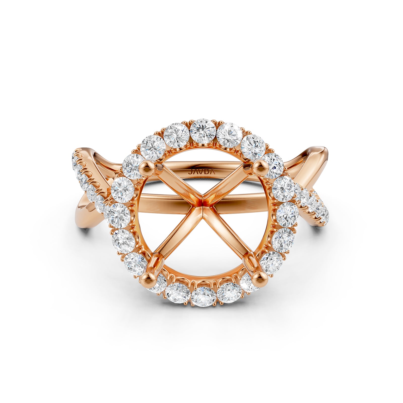 Twisted Halo XOXO Style Semi Mount Lab Grown Diamond Engagement Ring 0.70Ct.