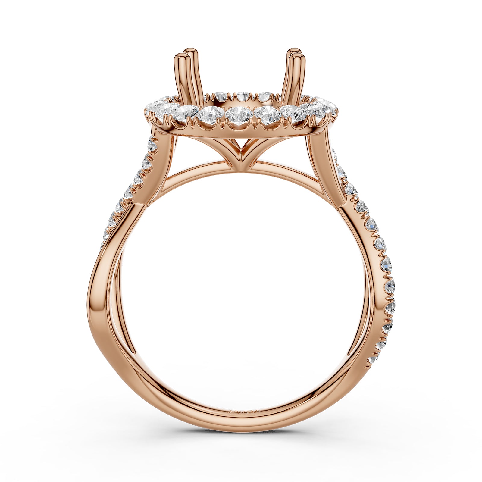 Twisted Halo XOXO Style Semi Mount Lab Grown Diamond Engagement Ring 0.70Ct.