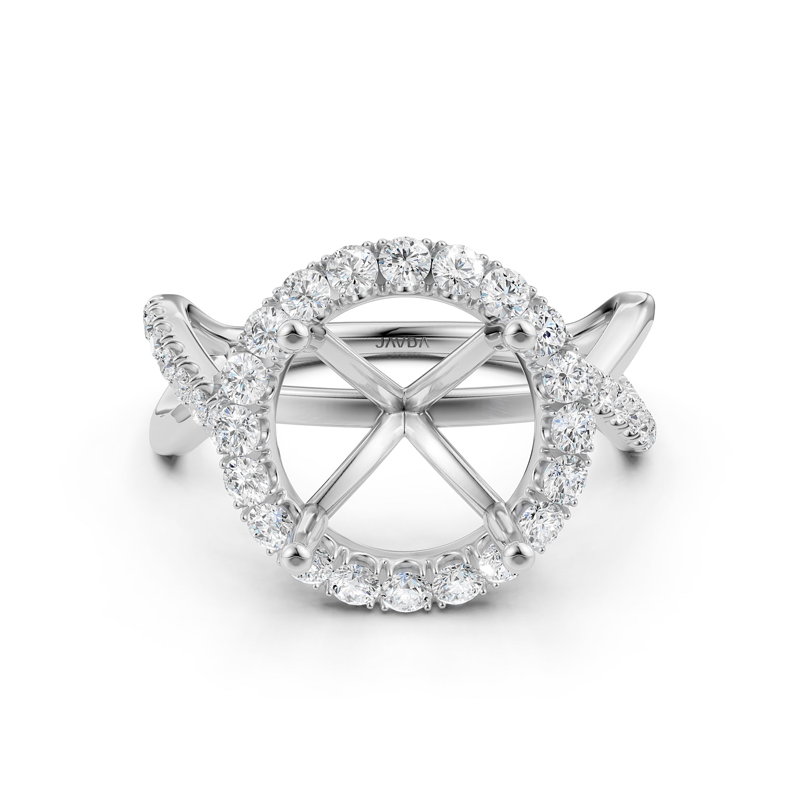 Twisted Halo XOXO Style Semi Mount Lab Grown Diamond Engagement Ring 0.70Ct.