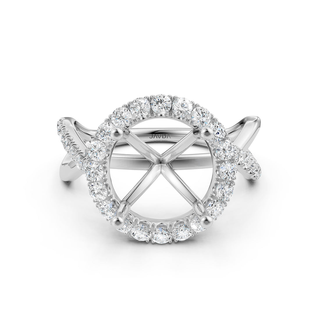 Twisted Halo XOXO Style Semi Mount Lab Grown Diamond Engagement Ring 0.70Ct.