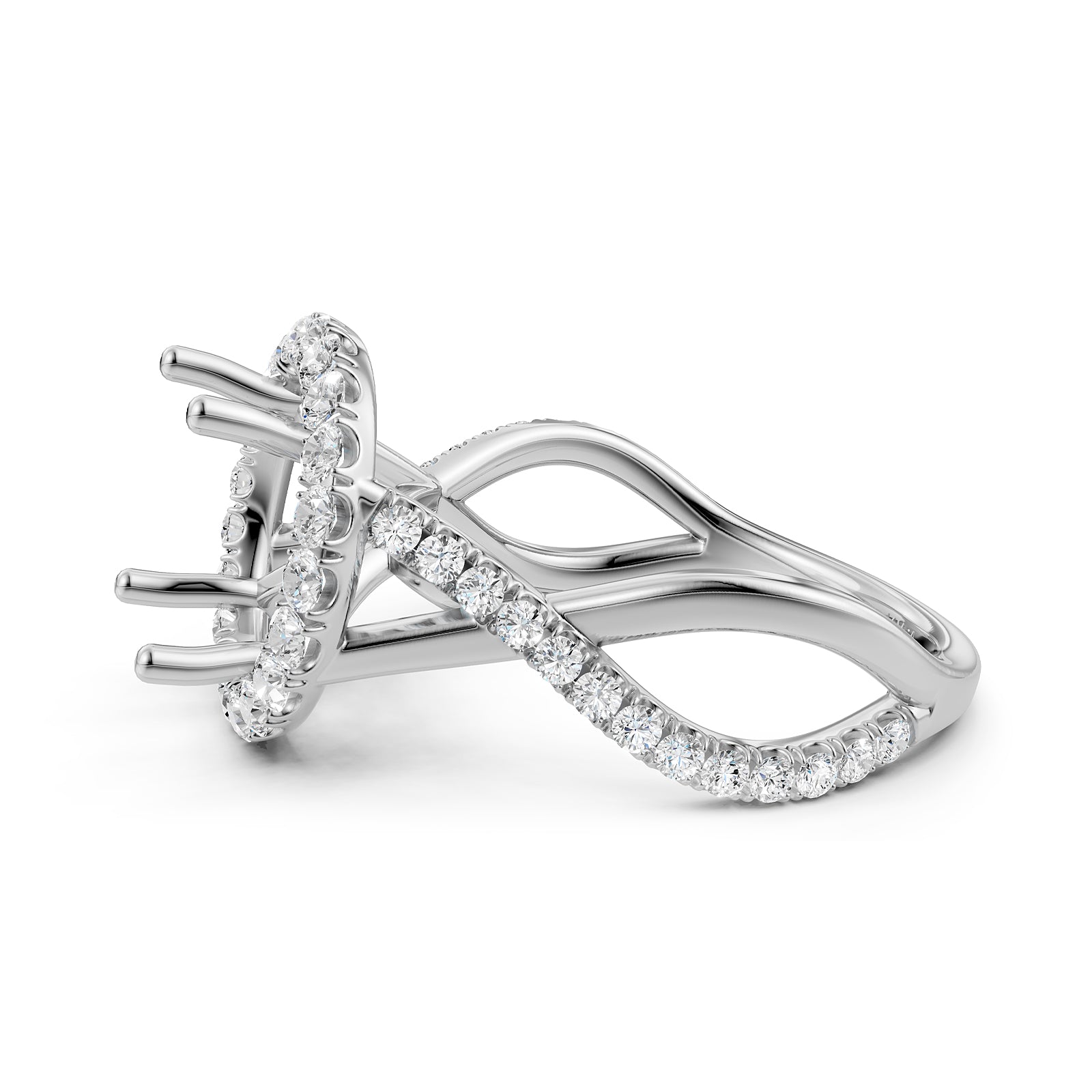 Twisted Halo XOXO Style Semi Mount Lab Grown Diamond Engagement Ring 0.70Ct.