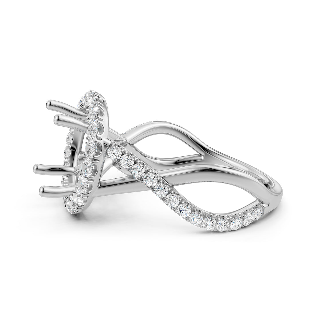 Twisted Halo XOXO Style Semi Mount Lab Grown Diamond Engagement Ring 0.70Ct.