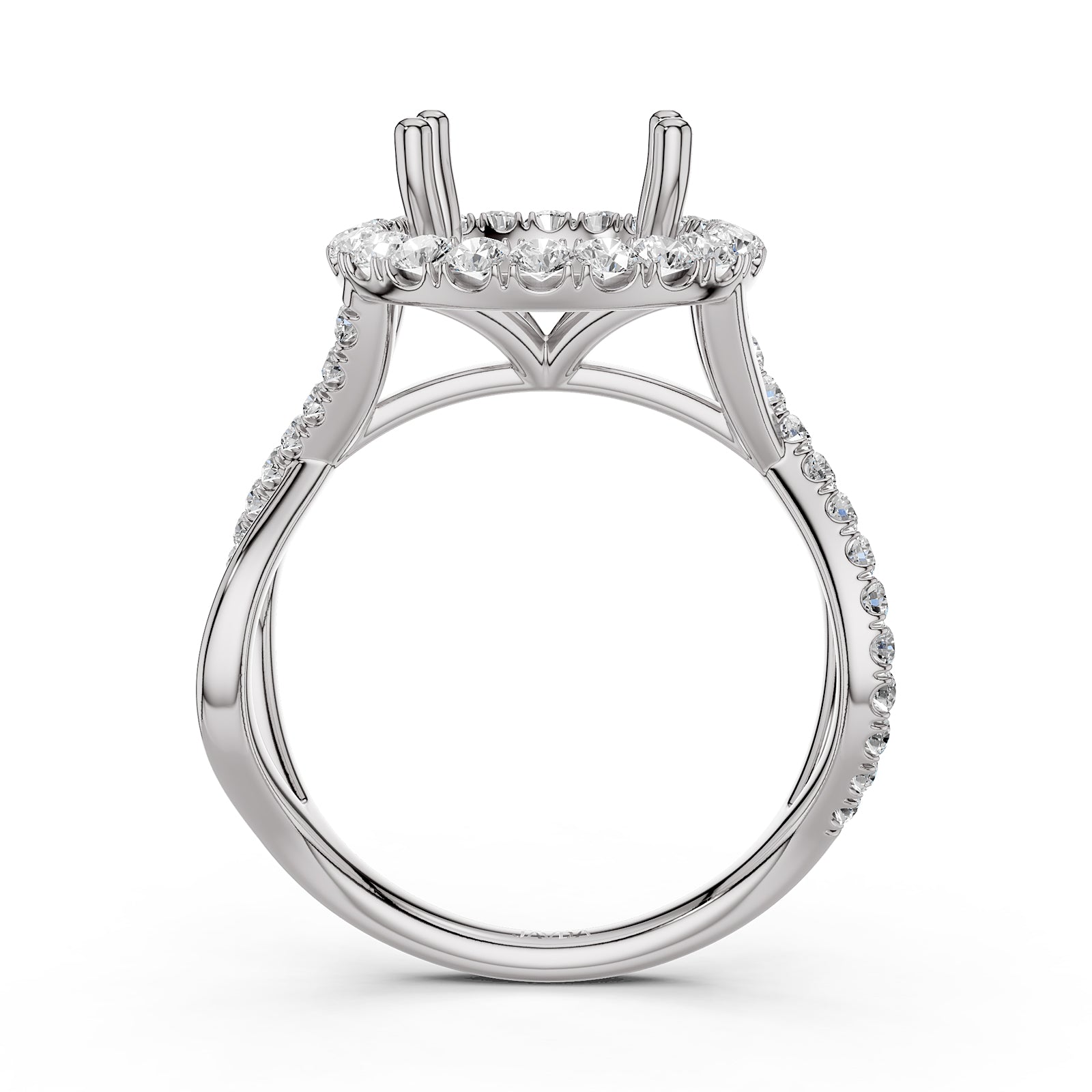Twisted Halo XOXO Style Semi Mount Lab Grown Diamond Engagement Ring 0.70Ct.