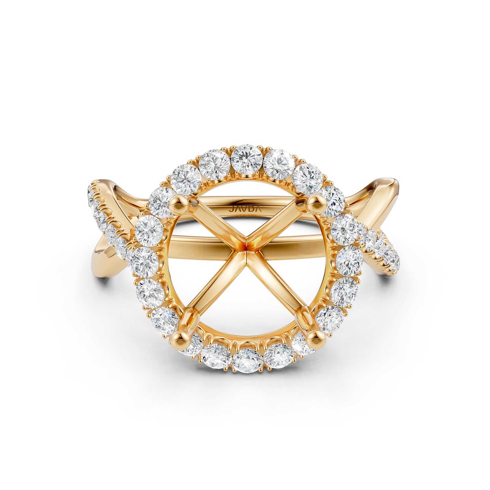 Twisted Halo XOXO Style Semi Mount Lab Grown Diamond Engagement Ring 0.70Ct.