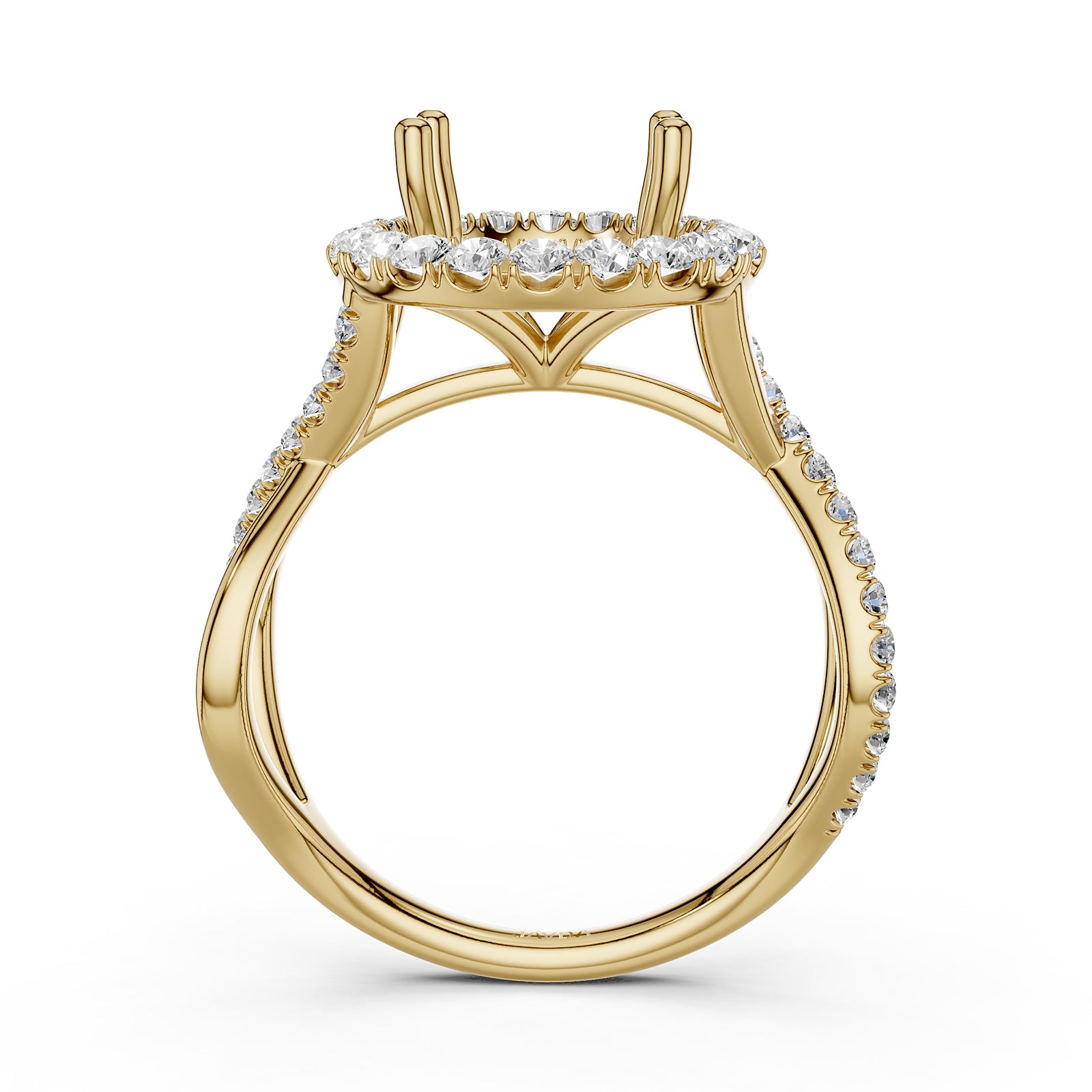 Twisted Halo XOXO Style Semi Mount Lab Grown Diamond Engagement Ring 0.70Ct.