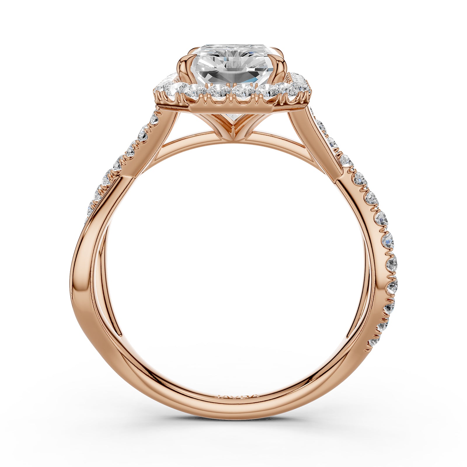 Twisted Halo XOXO Style Lab Grown Diamond Engagement Ring IGI Certified 3.70 Ctw.