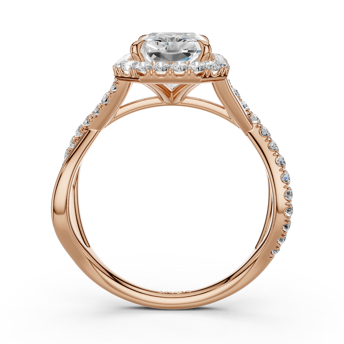Twisted Halo XOXO Style Lab Grown Diamond Engagement Ring IGI Certified 3.70 Ctw.