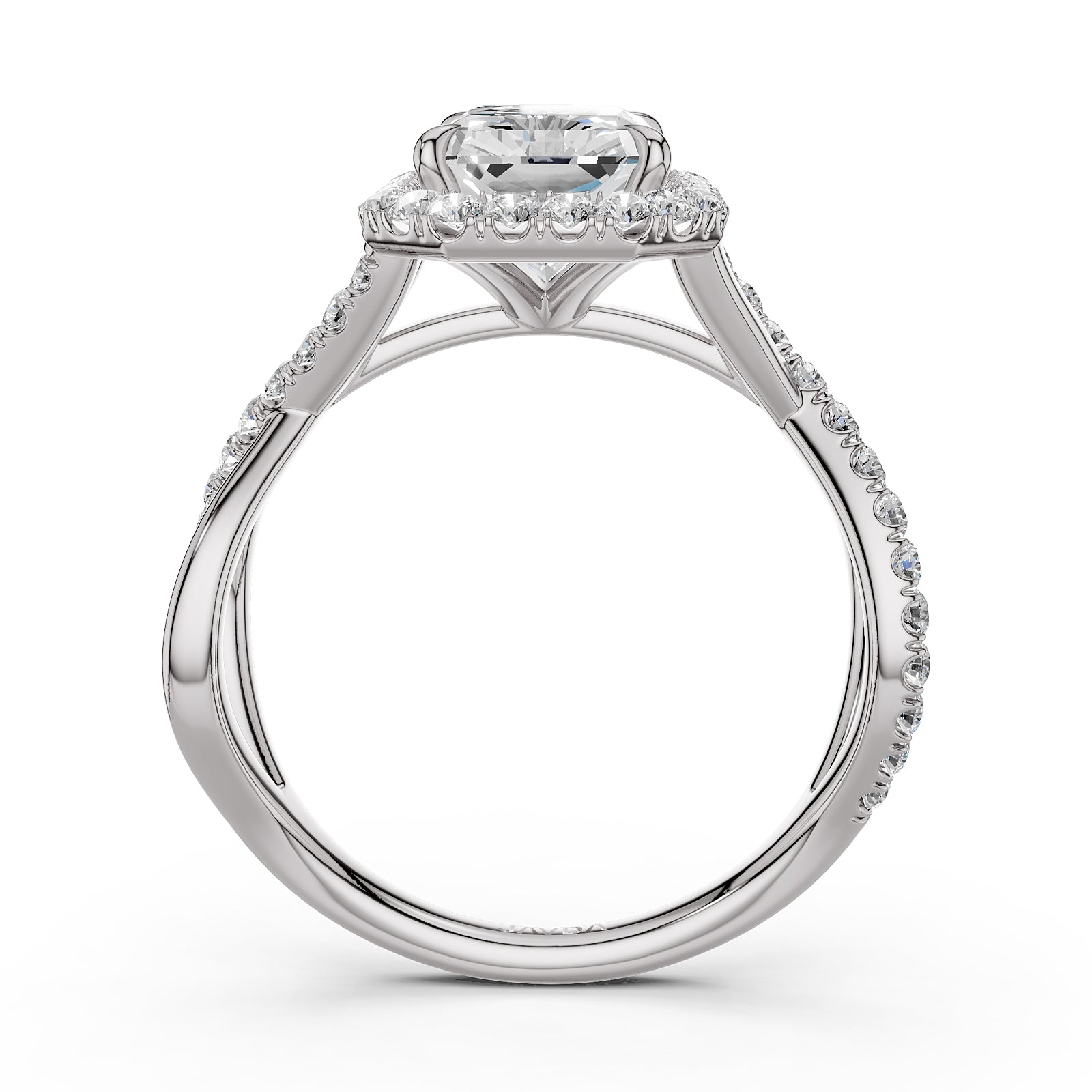 Twisted Halo XOXO Style Lab Grown Diamond Engagement Ring IGI Certified 3.70 Ctw.
