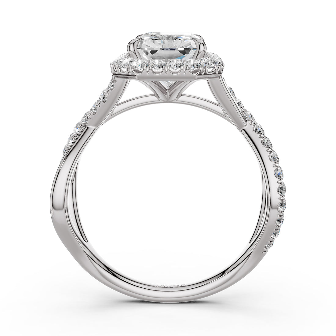 Twisted Halo XOXO Style Lab Grown Diamond Engagement Ring IGI Certified 3.70 Ctw.