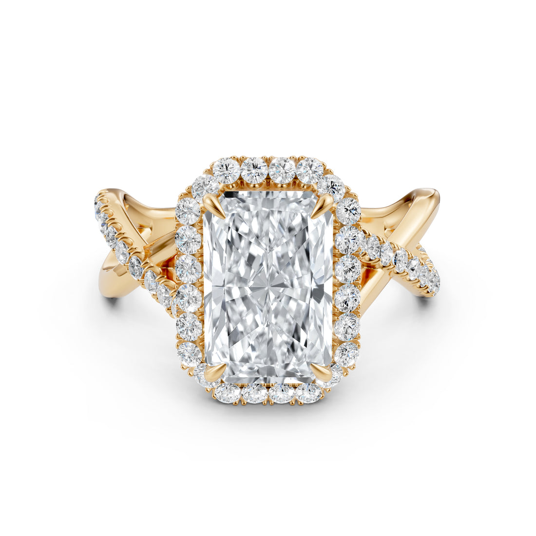 Twisted Halo XOXO Style Lab Grown Diamond Engagement Ring IGI Certified 3.70 Ctw.
