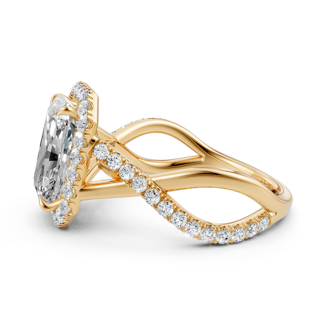 Twisted Halo XOXO Style Lab Grown Diamond Engagement Ring IGI Certified 3.70 Ctw.