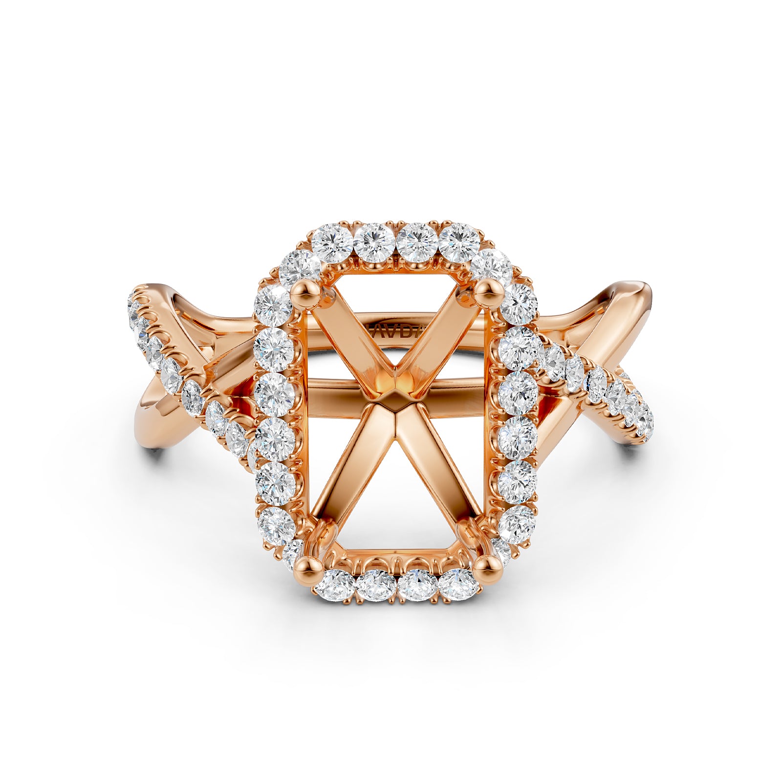 Twisted Halo XOXO Style Semi Mount Lab Grown Diamond Engagement Ring 0.70Ct.