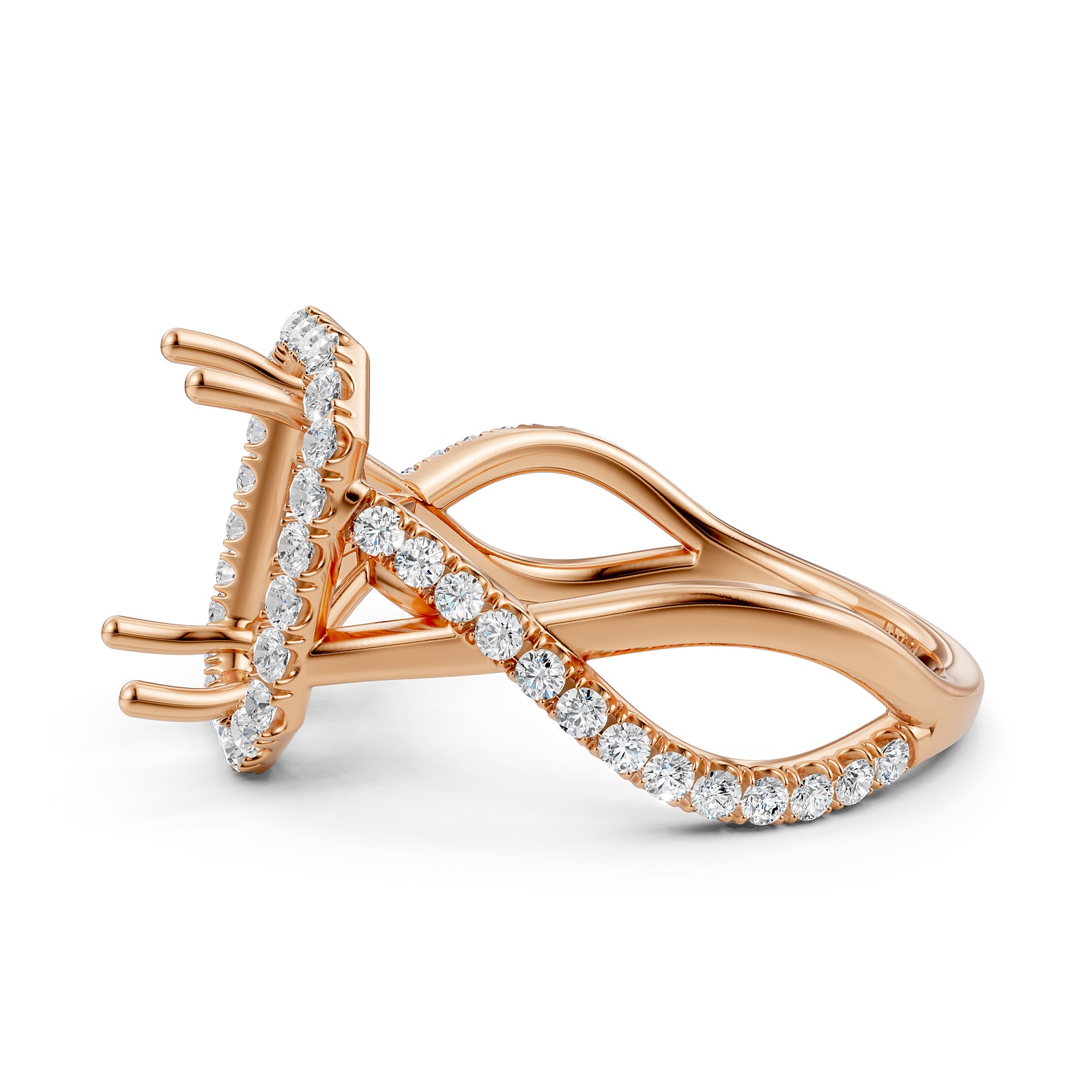 Twisted Halo XOXO Style Semi Mount Lab Grown Diamond Engagement Ring 0.70Ct.