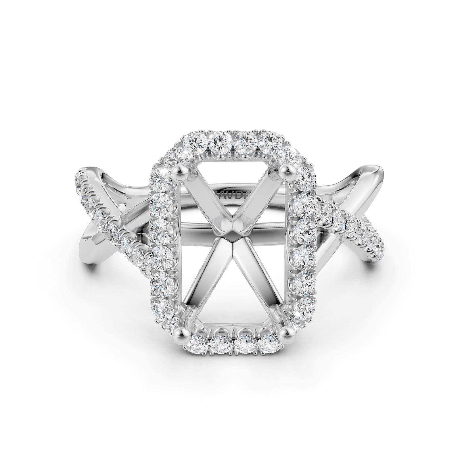 Twisted Halo XOXO Style Semi Mount Lab Grown Diamond Engagement Ring 0.70Ct.