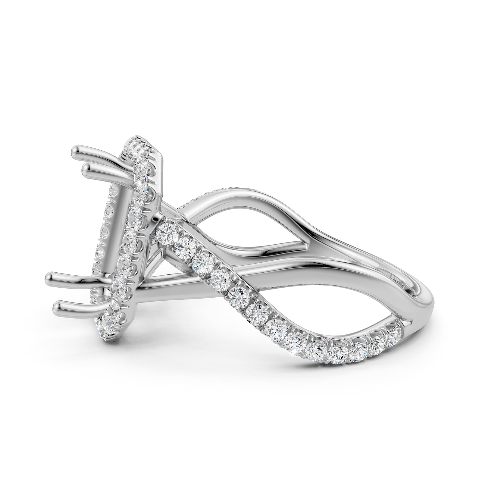Twisted Halo XOXO Style Semi Mount Lab Grown Diamond Engagement Ring 0.70Ct.