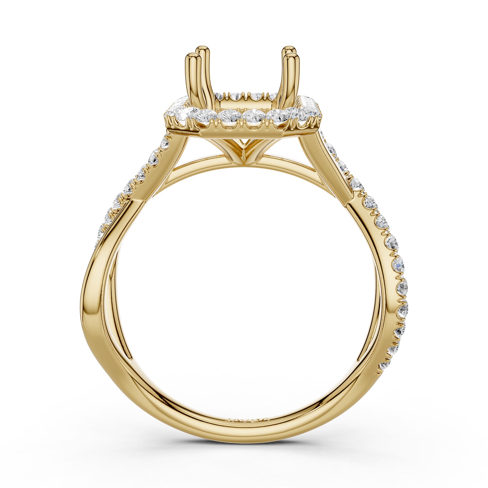 Twisted Halo XOXO Style Semi Mount Lab Grown Diamond Engagement Ring 0.70Ct.