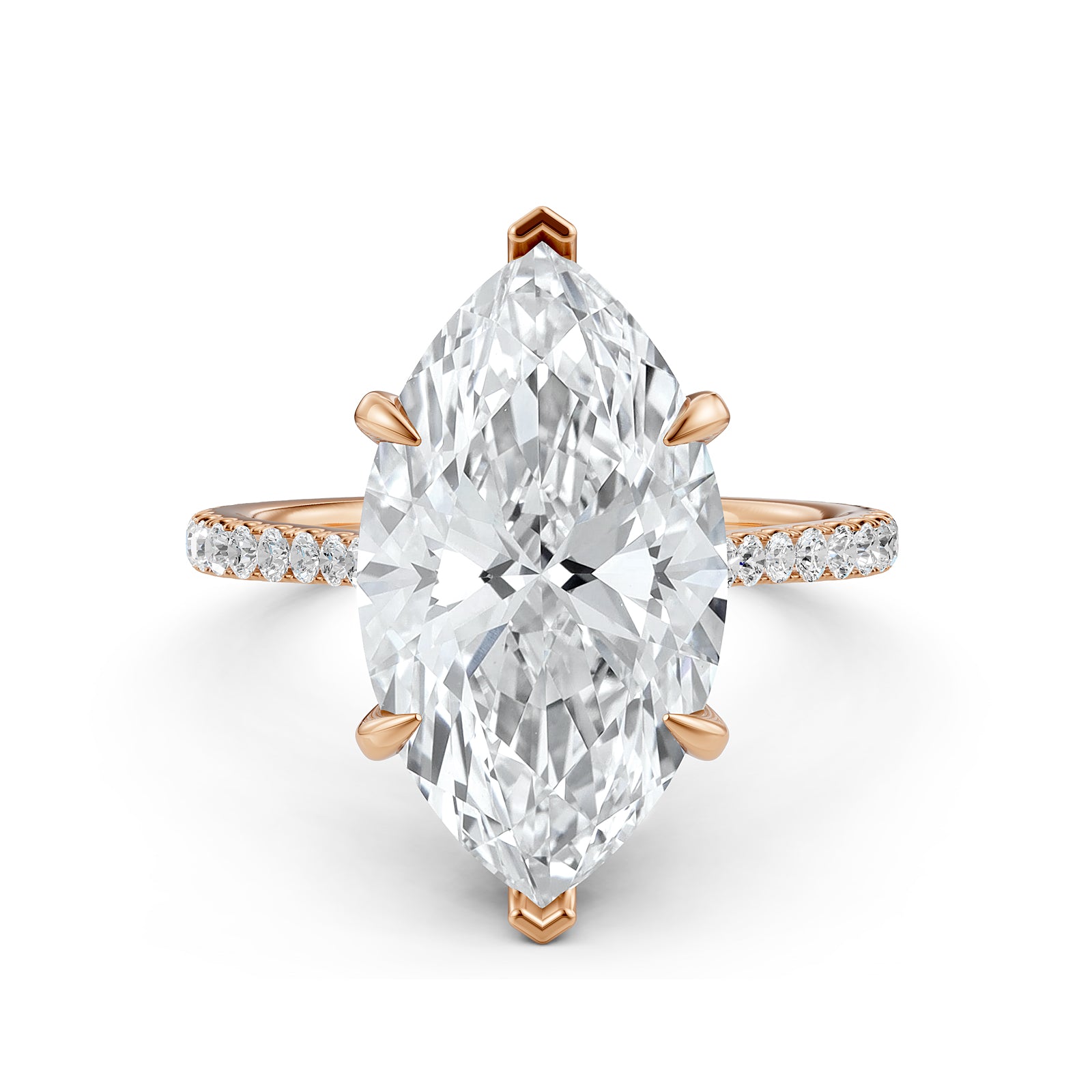 Cathedral Marquise Halo French U Pave Set Diamond Engagement Ring