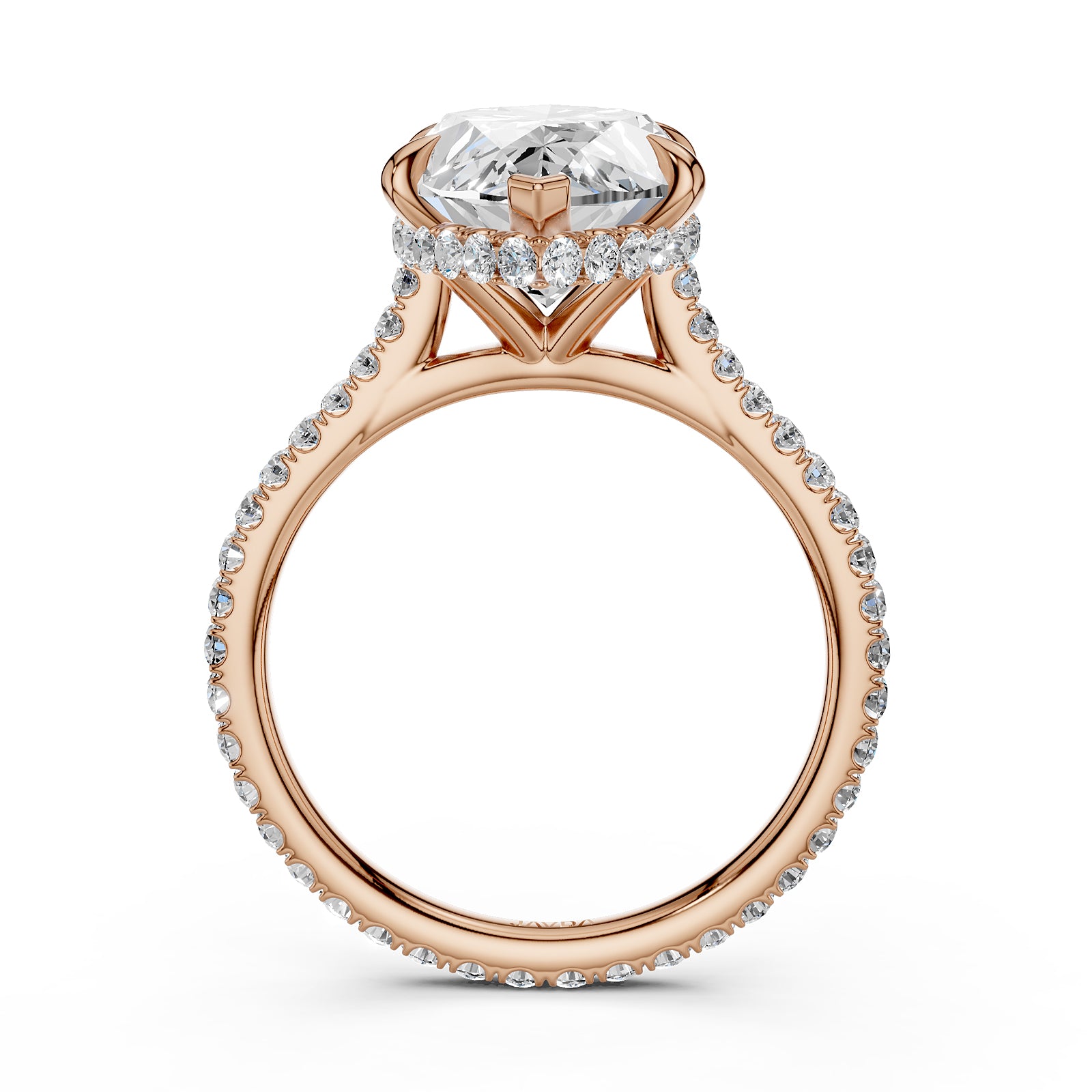Cathedral Marquise Halo French U Pave Set Diamond Engagement Ring