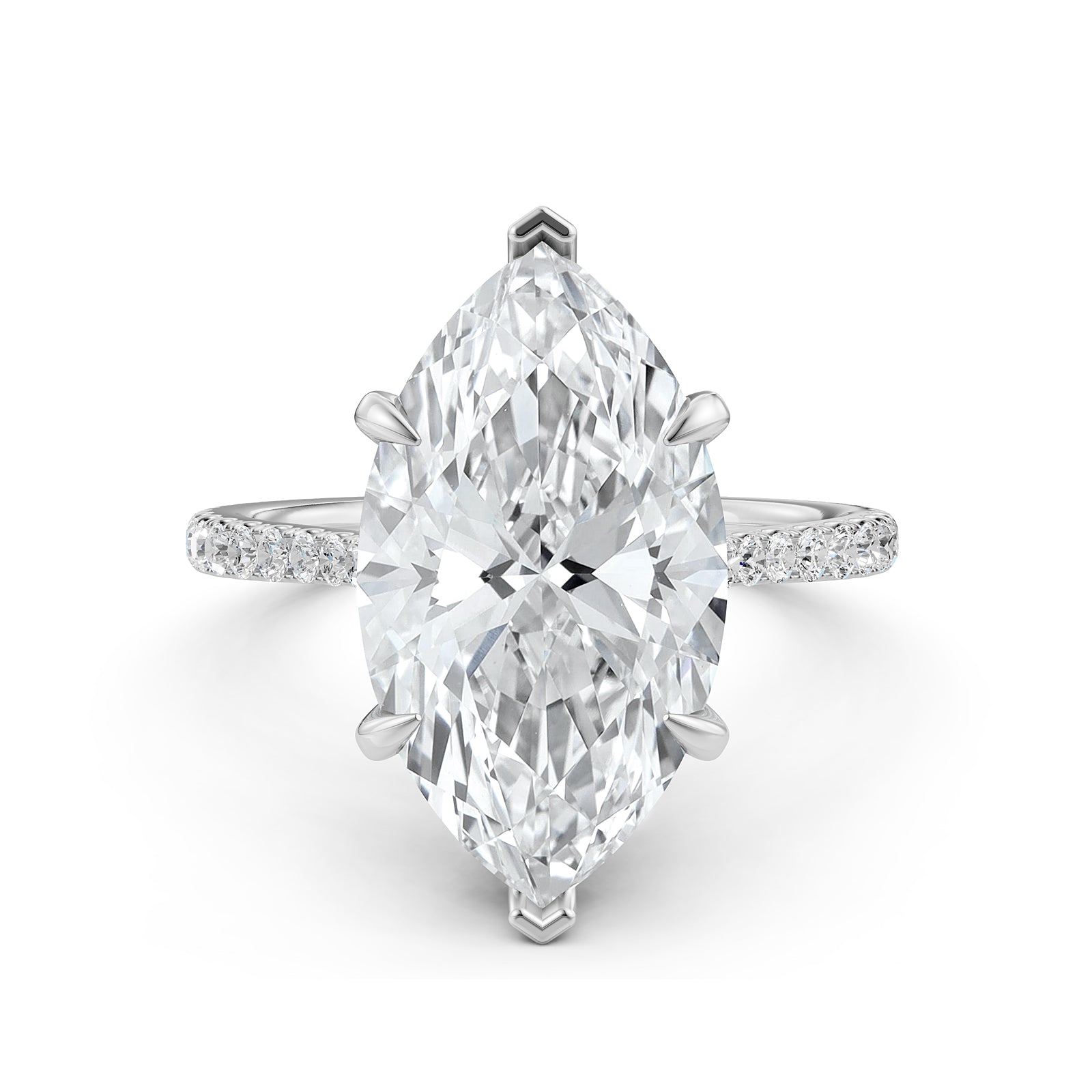 Cathedral Marquise Halo French U Pave Set Diamond Engagement Ring