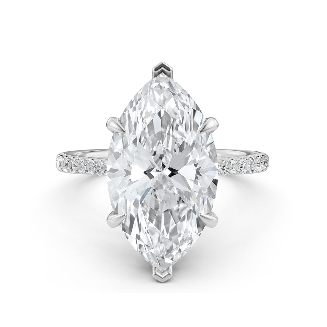 Cathedral Marquise Halo French U Pave Set Diamond Engagement Ring