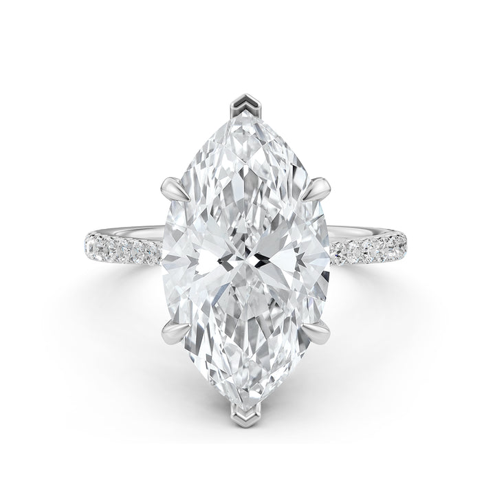 Cathedral Marquise Halo French U Pave Set Diamond Engagement Ring