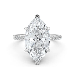 Cathedral Marquise Halo French U Pave Set Diamond Engagement Ring