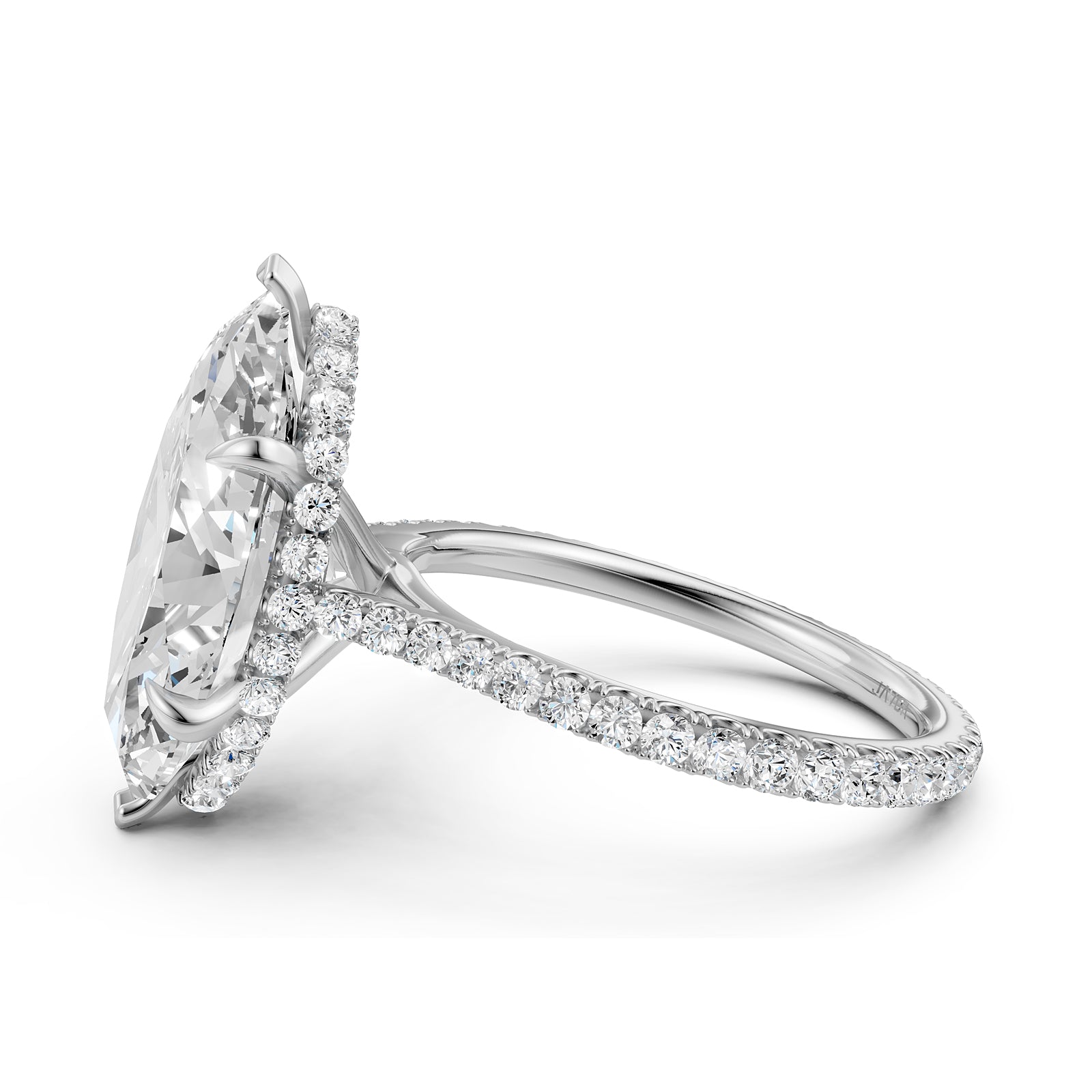 Cathedral Marquise Halo French U Pave Set Diamond Engagement Ring