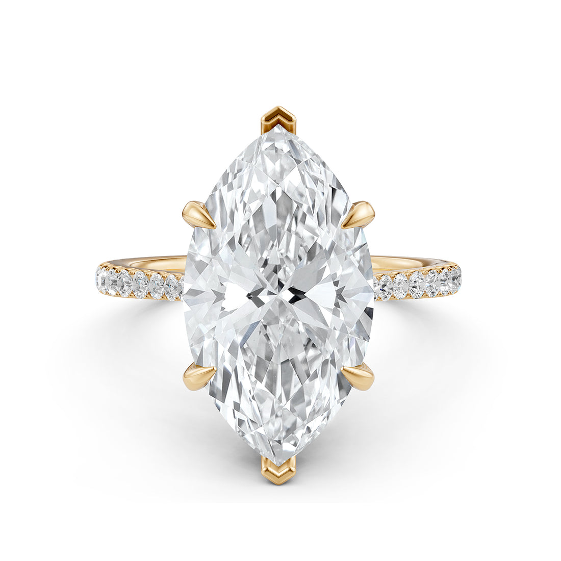 Cathedral Marquise Halo French U Pave Set Diamond Engagement Ring