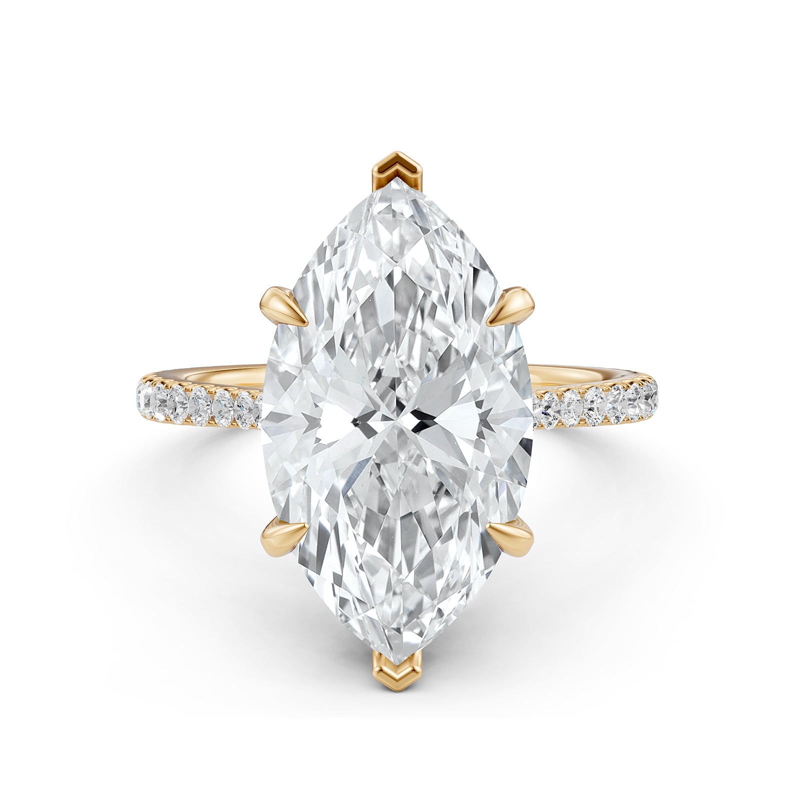 Cathedral Style Halo French U Pave Set Lab Grown Diamond Engagement Ring IGI Certified 4.55 Ctw.