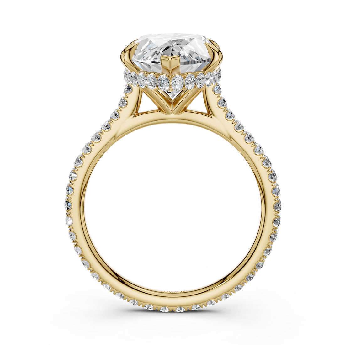 Cathedral Marquise Halo French U Pave Set Diamond Engagement Ring