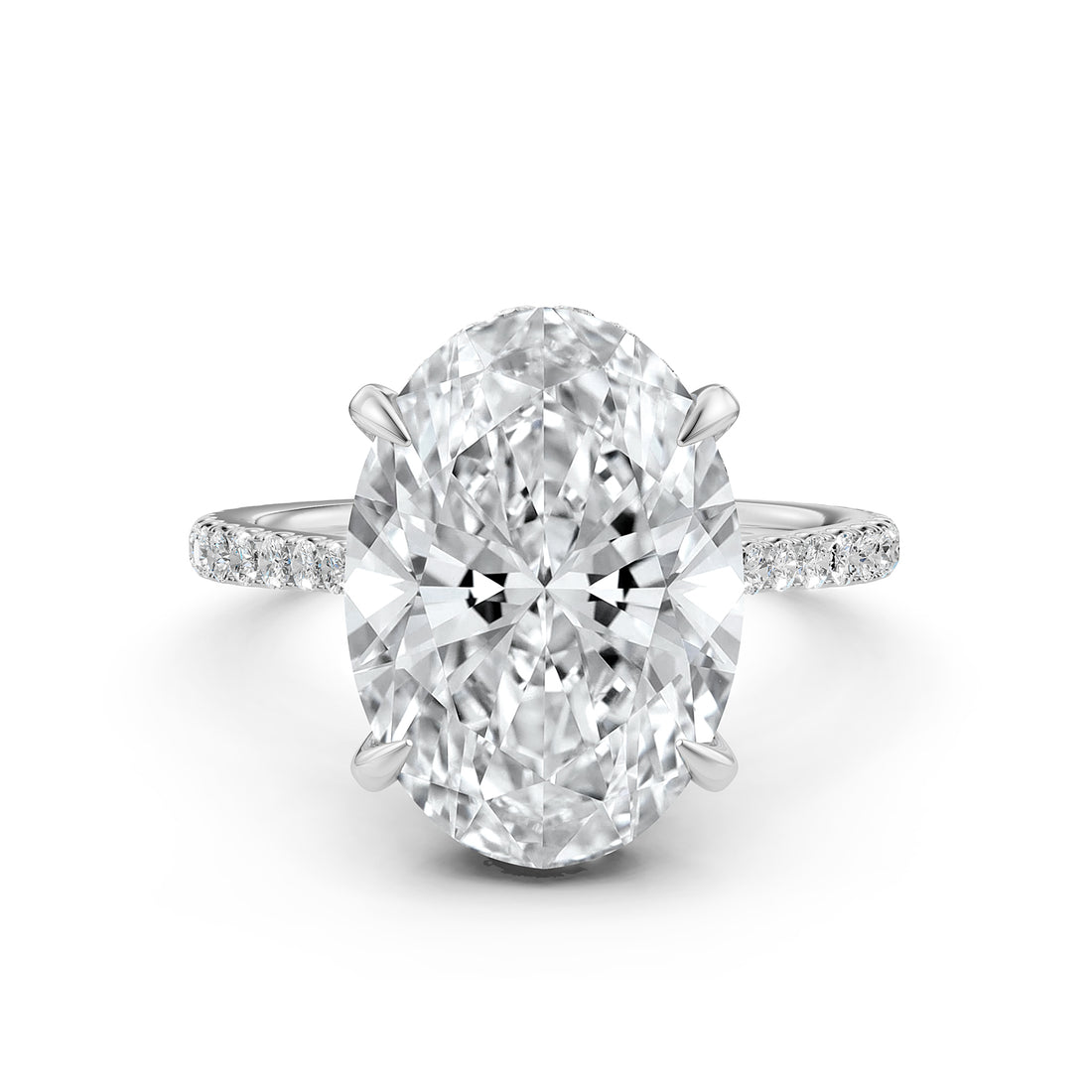 Cathedral Style Halo French U Pave Set Lab Grown Diamond Engagement Ring IGI Certified 4.55 Ctw.