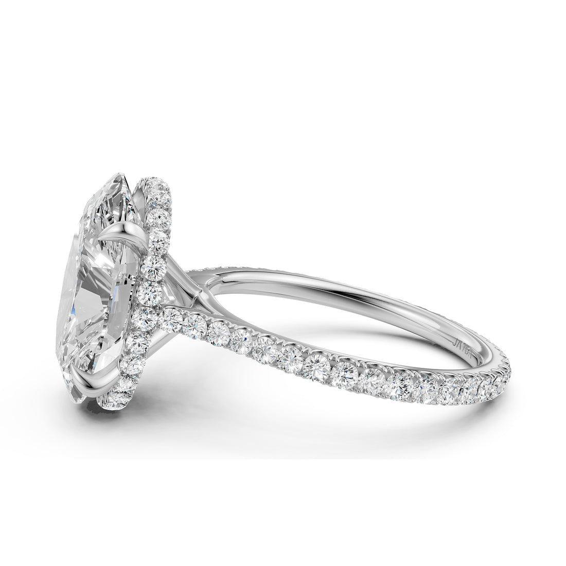 Cathedral Style Halo French U Pave Set Lab Grown Diamond Engagement Ring IGI Certified 4.55 Ctw.