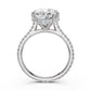 Cathedral Oval Halo French U Pave Set Diamond Engagement Ring