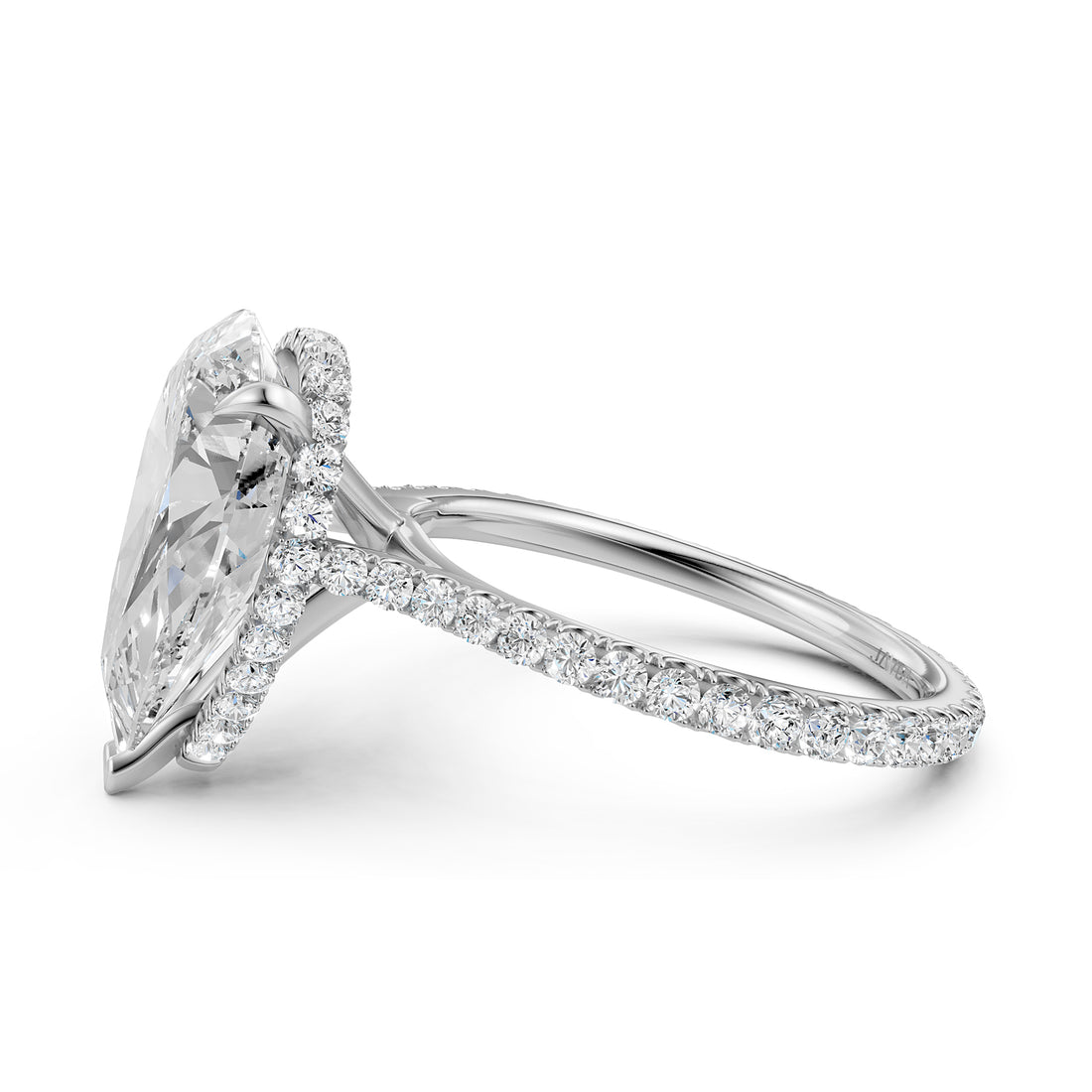 Cathedral Style Halo French U Pave Set Lab Grown Diamond Engagement Ring IGI Certified 4.55 Ctw.